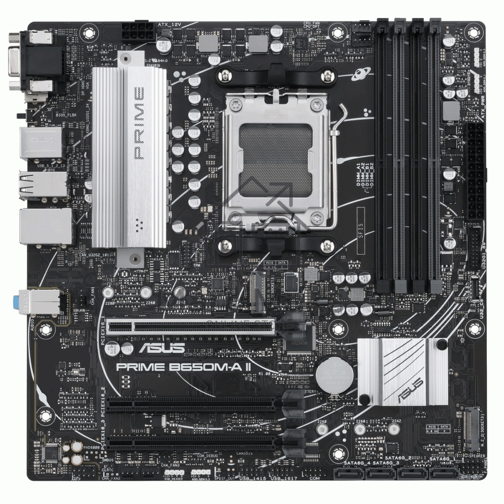 Материнская плата ASUS PRIME B650M-A II-CSM, AM5, AMD B650, 4xDDR5, 4xSATA, 2xM.2, 1xPCI-E 4.0 x16, 1x 2.5Gb LAN, 2xUSB-A 3.2 Gen 1, 2xUSB-A 3.2 Gen 2, 4xUSB 2.0, 1xDisplayPort, 1xHDMI, 1xVGA, 3x3.5 мм, 7.1, Micro-ATX