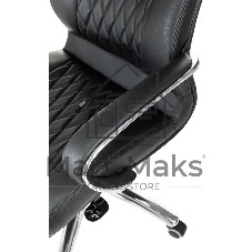 Кресло руководителя Бюрократ Aura/Black черный, кожа, крестовина полированный алюминий