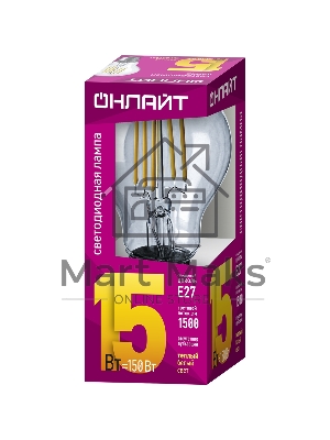 Лампа светодиодная ОНЛАЙТ 80878 OLL-F-A60-15-230-2.7K-E27