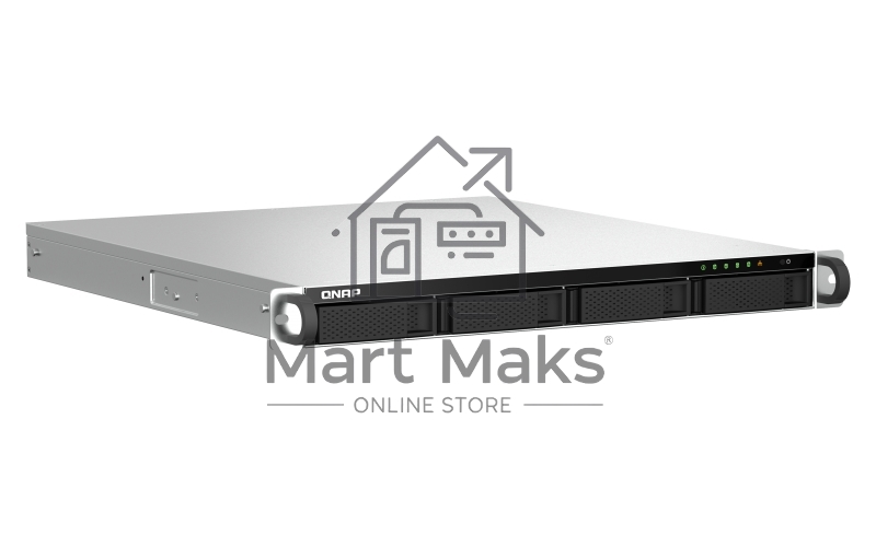 Сетевое хранилище SMB QNAP TS-464U-8G NAS 4 HDD trays, rackmount 1U, 1 PSU. 4-core Intel Celeron N5105/N5095 2.0-2.9 GHz, 8 GB RAM MAX, 2x2.5GbE, 2xUSB 3.2 Gen 2 (10Gbps), 2xUSB 2.0, 1xHDMI, PCIe Gen 3 x2, W/o rail kit RAIL-B02
