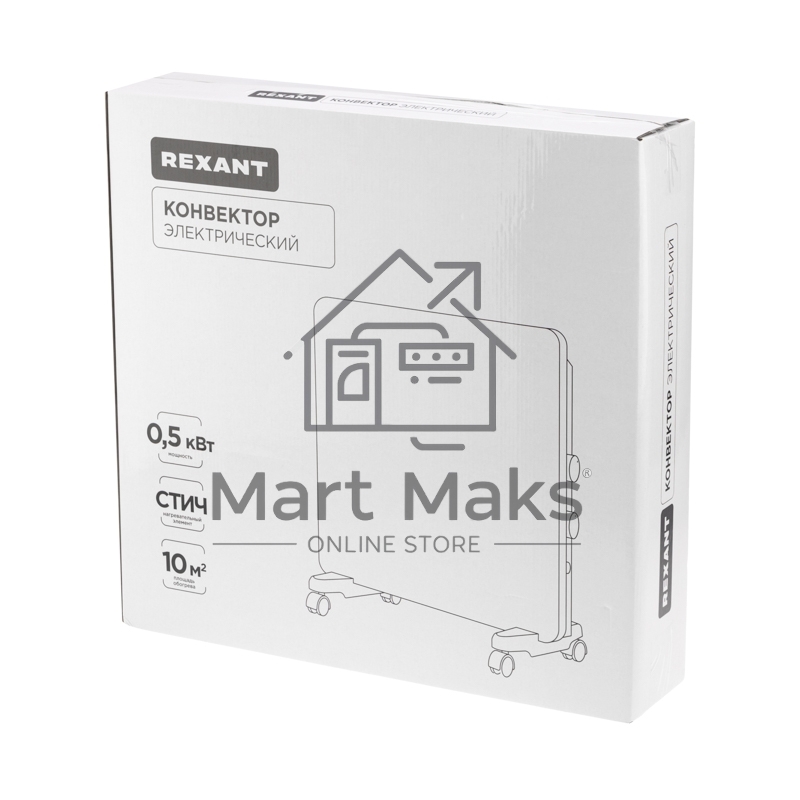 Конвектор Rexant 60-0126 белый, 500 Вт, 10 м2, термостат