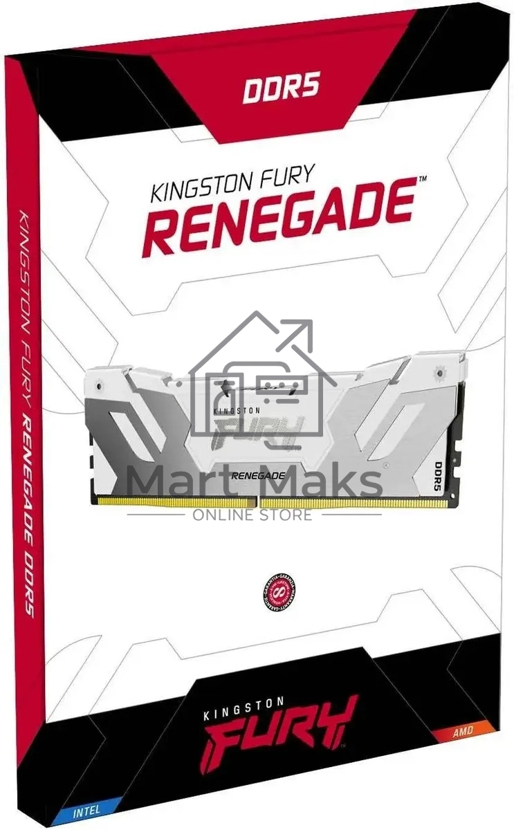 Оперативная память Kingston Fury Renegade, DDR5, 16GB (1x16GB), 6800MHz, CL36, DIMM, с радиатором, RGB, белый