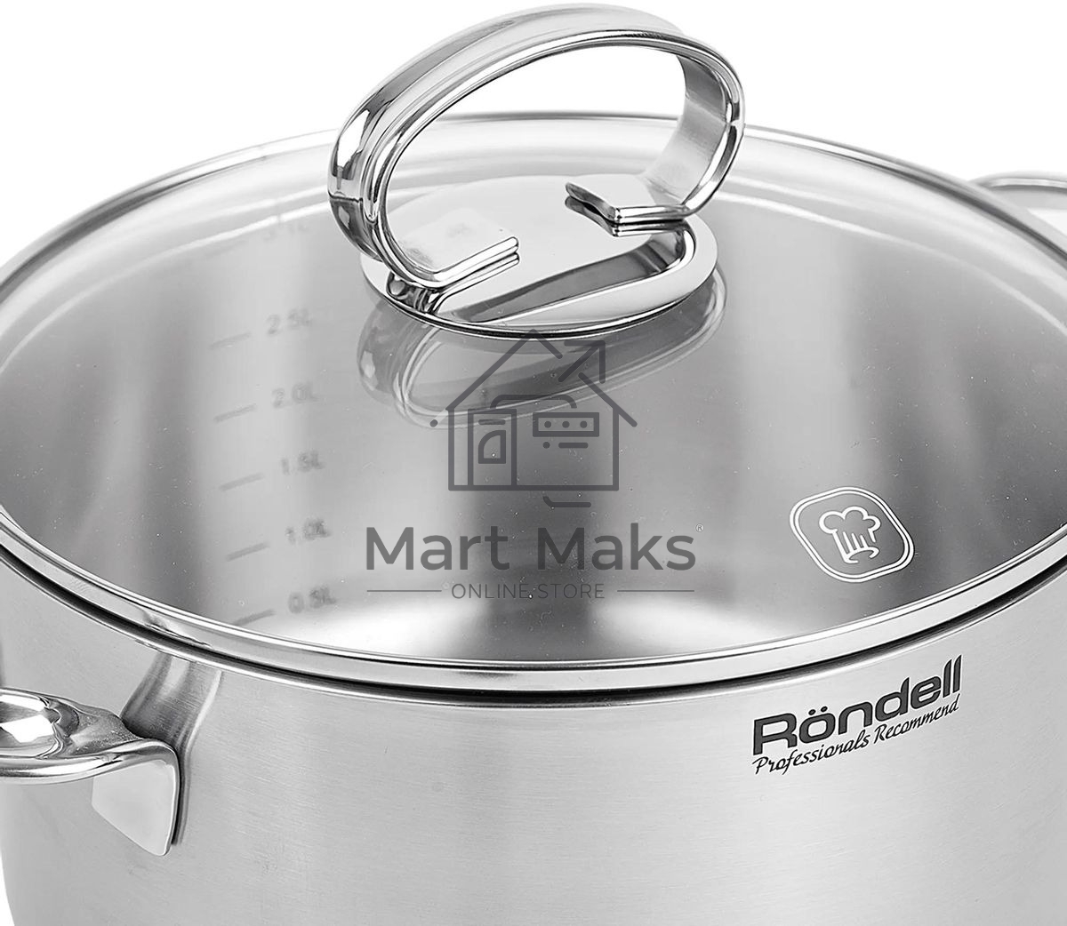 Кастрюля Rondell Zart RDS-1227, 5.1л,24см, с крышкой, стальной