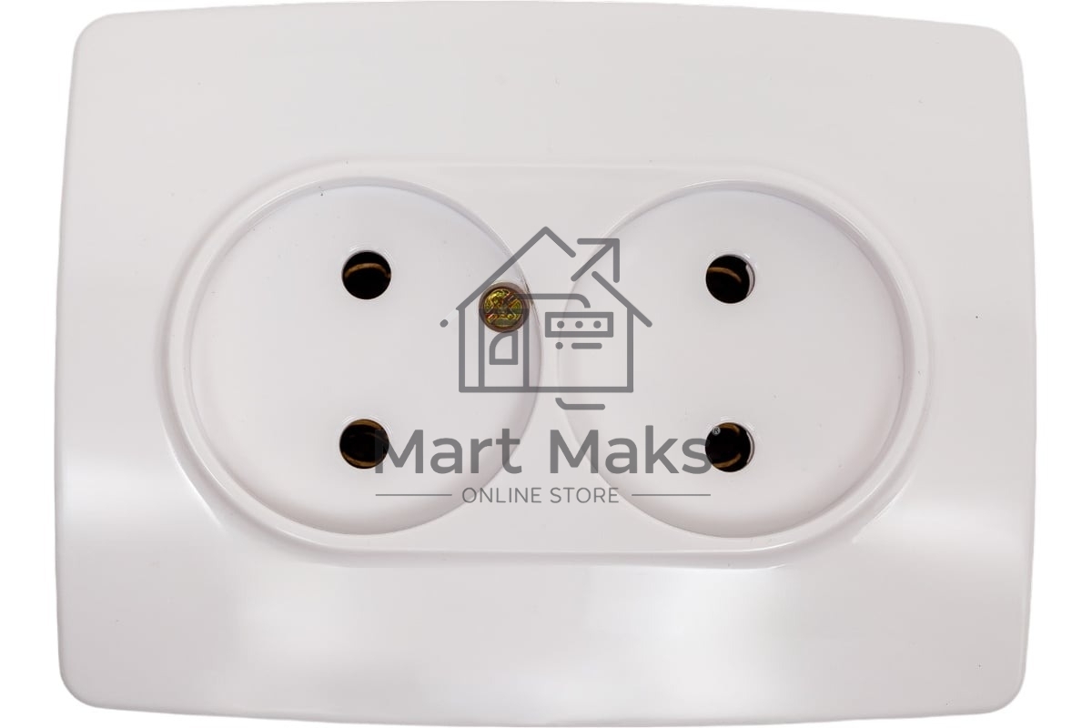 Розетка ЭРА 2X2P, 16A-250В, IP20, Эра12, белый (10/100/1600)