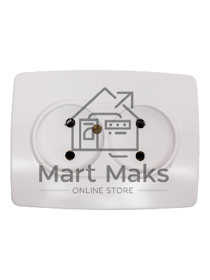 Розетка ЭРА 2X2P, 16A-250В, IP20, Эра12, белый (10/100/1600)