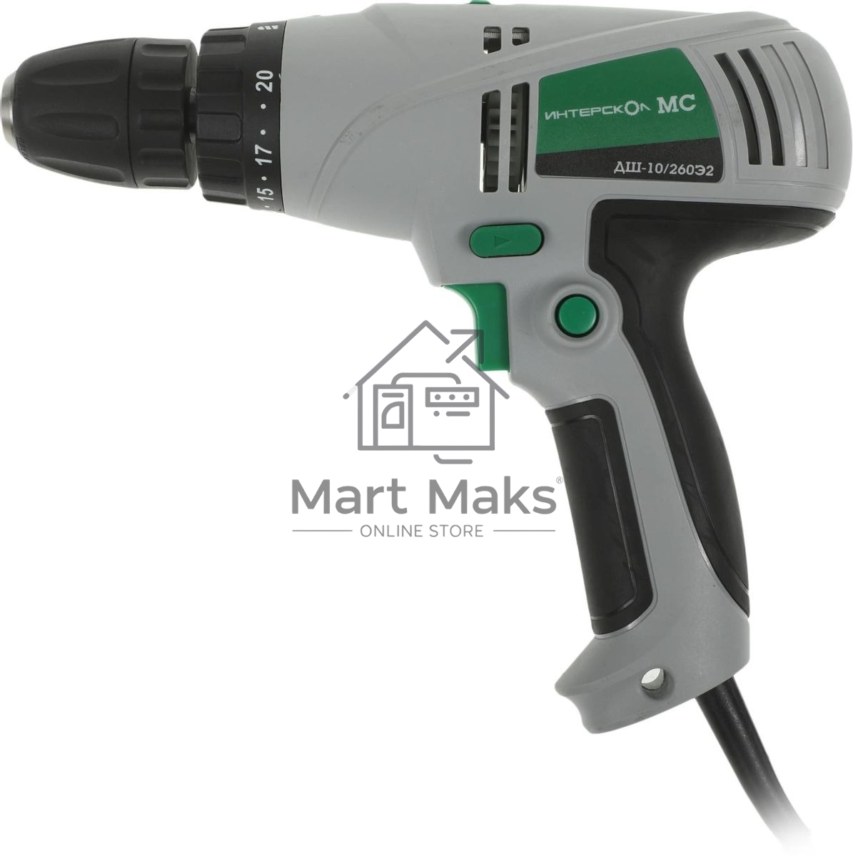 Дрель-шуруповерт сетевой ИНТЕРСКОЛ ДШ-10/260Э2, 260Вт