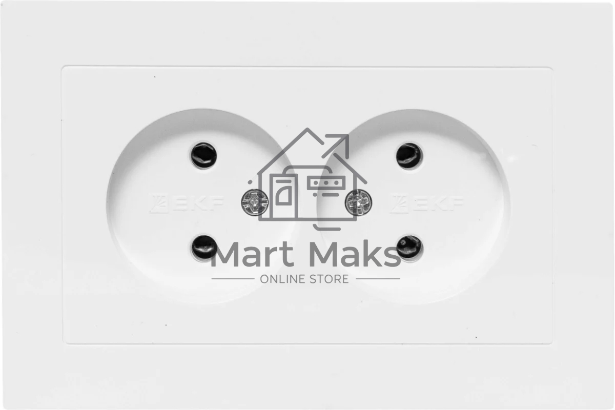 Розетка 2-м EKF UP1-SOW-200 СП Эпика 16А без заземл. без защ. шторок с рамкой механизм бел.