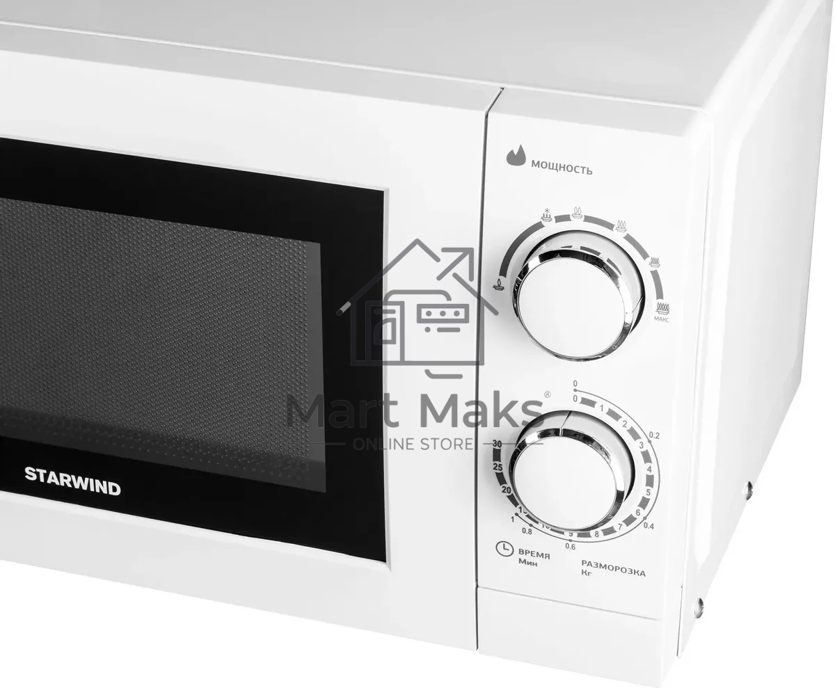 Микроволновая печь Starwind SMW3820 белый, 20 л, 700 Вт, переключатели - поворотный механизм