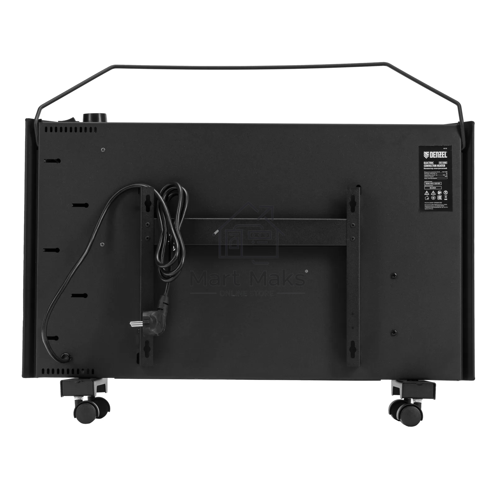Конвектор Denzel XCE-1500B черный, 1500 Вт, 20 м2, термостат