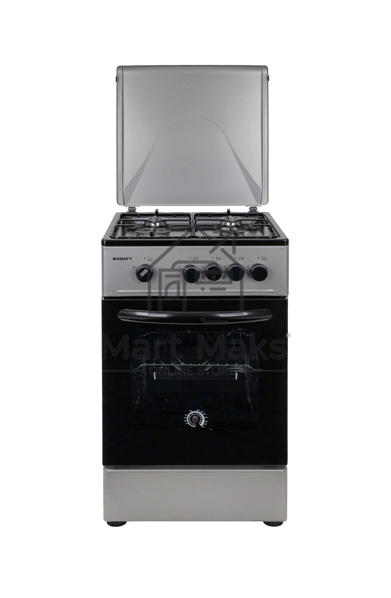 Плита газовая Kraft KF-FSK5301GS серый, конфорок 4 газовых, духовка 58 л, 50 см x 85.5 см x 55.6 см