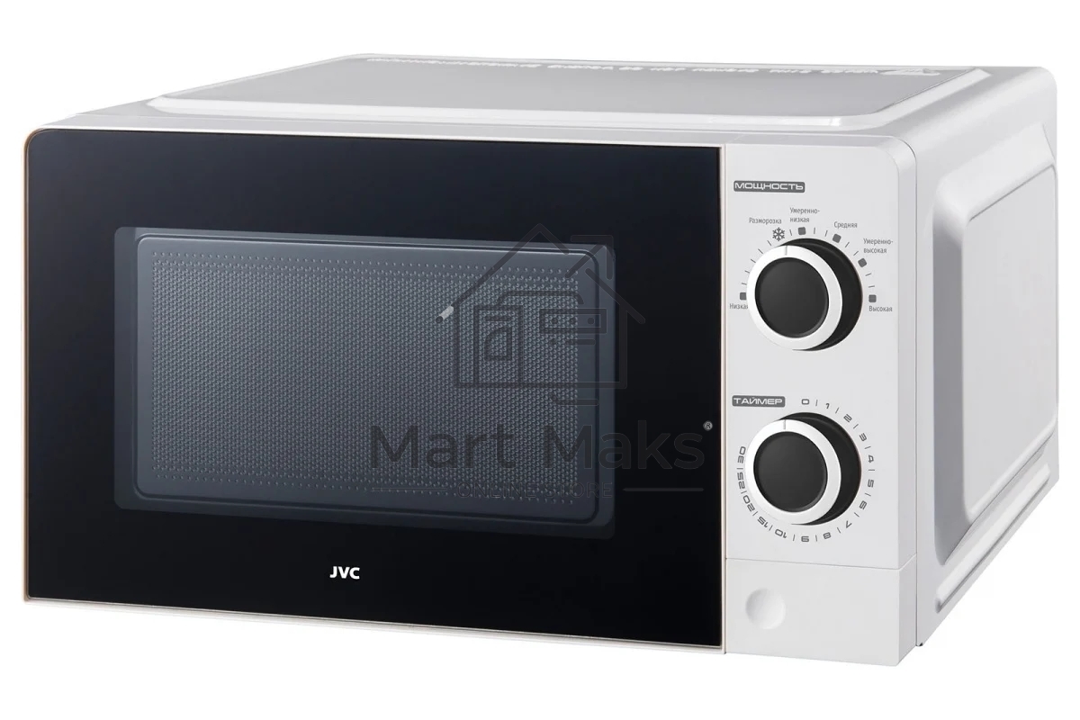 Микроволновая печь JVC JK-MW121M белый, 20 л, 700 Вт, переключатели - поворотный механизм