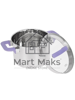 Кастрюля LARA LR02-253 Лаванда 3,8 л, 20 см, с крышкой, нержавеющая сталь