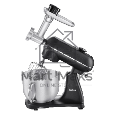 Кухонная машина Korting KKM 0107 MB N, мощность 1500 Вт, 5 насадок, объем чаши 6.5 л, сенсорный дисплей/механическое управление, планетарное вращение, 11 скоростей, турборежим, импульсный режим, таймер, насадка для смешивания/крюк для теста/веничк/мясорубка, черный