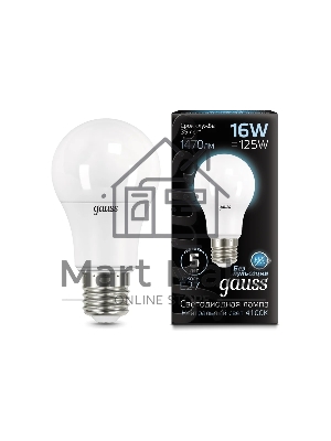 Лампа светодиодная Gauss LED A60 16W E27 1470lm 4100K 1/10/50