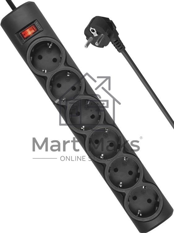 Сетевой фильтр Defender DFS 153 3 м, черный, 6 розеток