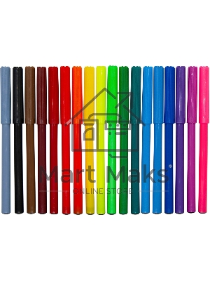 Фломастеры Silwerhof Eco 7.2мм 125мм, круглый корпус, вентилируемый колпачок, 18 цветов, пакет с европодвесом