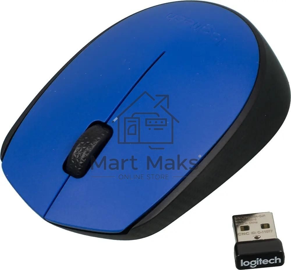 Мышь беспроводная Logitech M171 синий, 1000 dpi, радиоканал, USB, кнопки - 3
