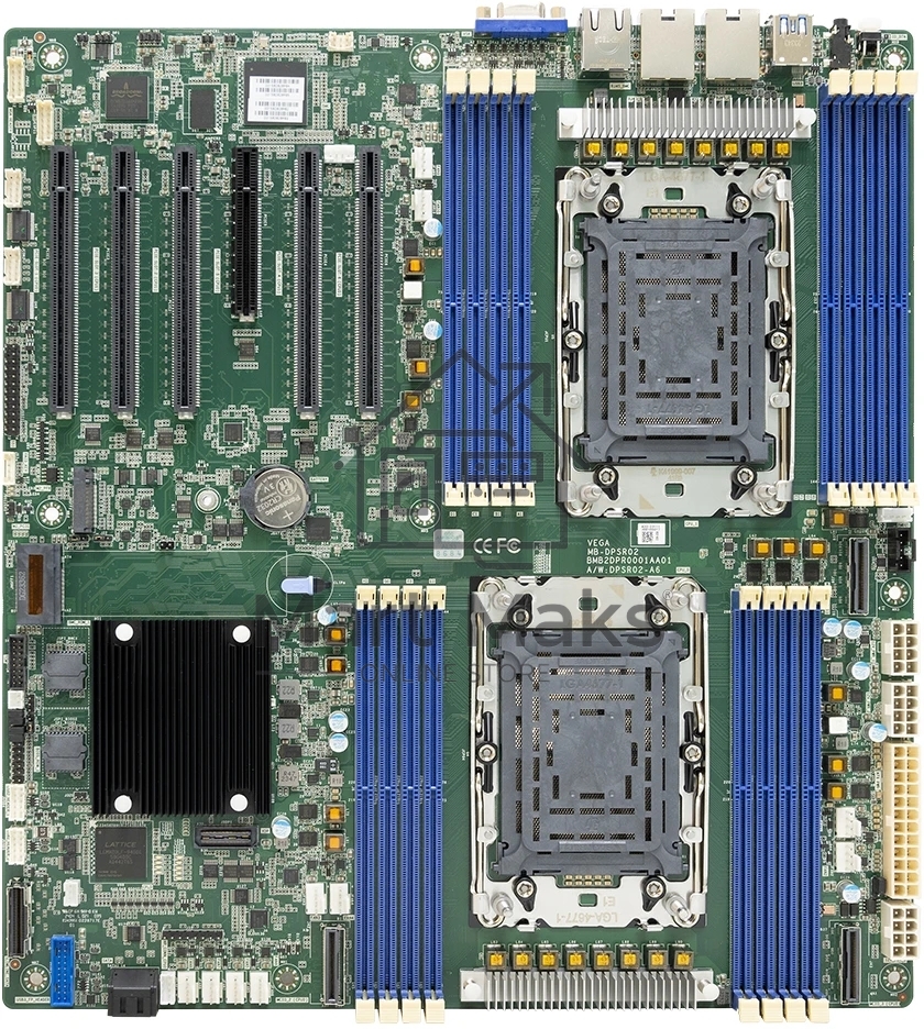 Серверная материнская плата AIC Vega, 2xLGA4677, Intel C741, 16xDDR5, 2xSATA, 2xM.2, 5xPCIe 5.0 x16, 1xVGA, 2x1Gb LAN, IPMI, 2xUSB-A 5Gbps, EATX