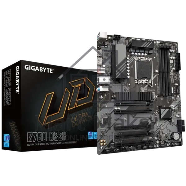 Материнская плата Gigabyte B760 DS3H, LGA 1700, Intel B760, 4xDDR5, 4xSATA, 2xM.2, 1xPCIe 4.0 x16, 4xPCIe 3.0 x1, 1xHDMI, 1xDP, 1x 1Gb LAN, 1xUSB 3.2 Gen 2, 1xUSB 3.2 Gen 2x2, 4xUSB 2.0, 3x3.5 мм, 7.1, ATX