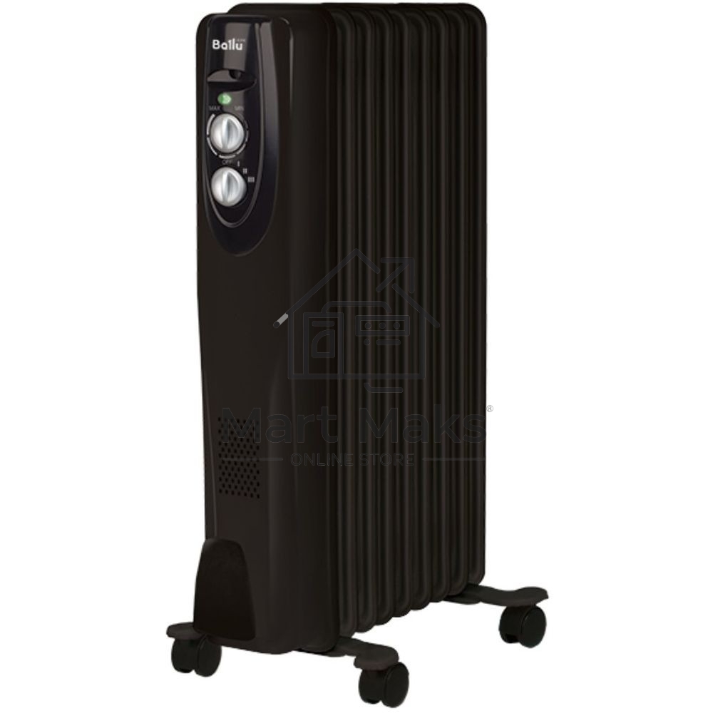 Масляный обогреватель Ballu Classic Black BOH/CL-09BRN 2000 (9 секций) (9 секций), черный, 2000 Вт, 25 м2, термостат