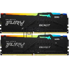 Оперативная память Kingston Fury Beast, DDR5, 32GB (2x16GB), 5200MHz, CL40, DIMM, с радиаторами, RGB, черный