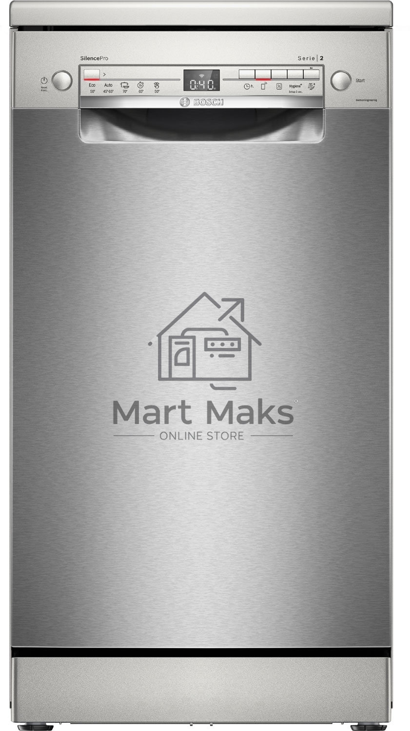 Посудомоечная машина Bosch SPS2HMI54Q, серебристая, 45 см, 10 компл., 43 дБ, класс A+