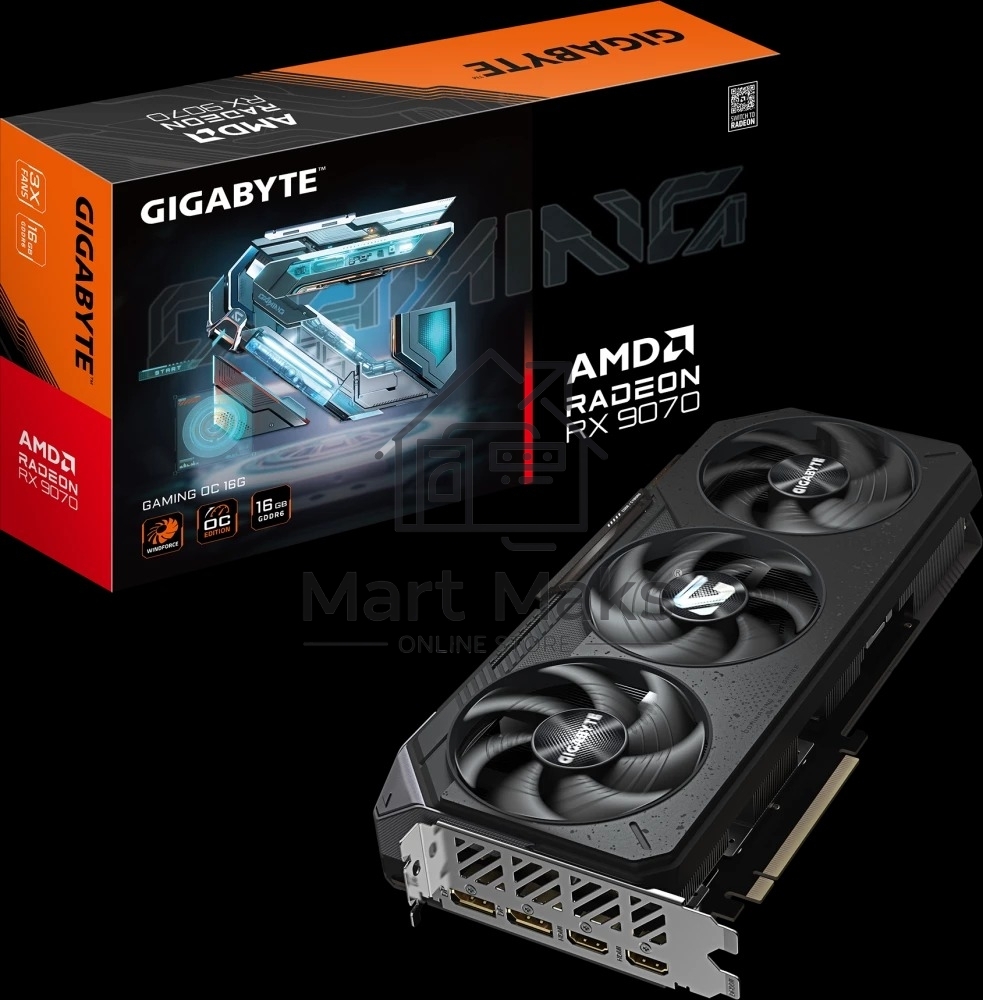 Видеокарта Gigabyte AMD Radeon RX 9070 GAMING OC, PCIe 5.0 16GB GDDR6, 256 bit, 3 x DisplayPort, HDM, GPU 2070 MHz (GV-R9070GAMING OC-16GD)