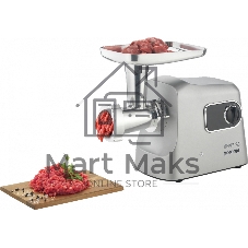 Мясорубка электрическая Gorenje MG2500DS серый, 2500 Вт, 2.8 кг/мин, реверс, защита от перегрузки, металлический лоток, насадки - 8