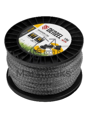 Леска для триммера Denzel двухкомпонентная витой квадрат, 2,7мм х 196м, на DIN катушке EXTRA CORD