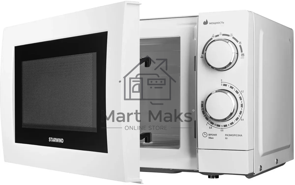 Микроволновая печь Starwind SMW3820 белый, 20 л, 700 Вт, переключатели - поворотный механизм