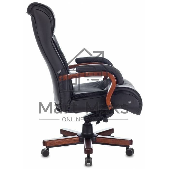 Кресло руководителя Бюрократ T-9926WALNUT черный, кожа, крестовина металл/дерево