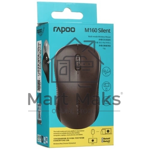 Мышь беспроводная Rapoo M160 Silent черный, 1300 dpi, радиоканал, Bluetooth, USB, кнопки - 3