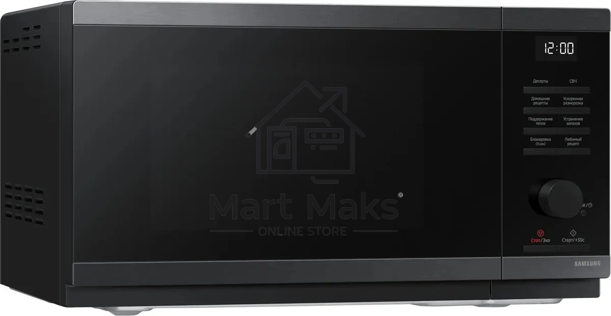 Микроволновая печь Samsung MS23DG4504AGBW черная сталь, 23 л, 800 Вт, переключатели - кнопки/поворотный механизм