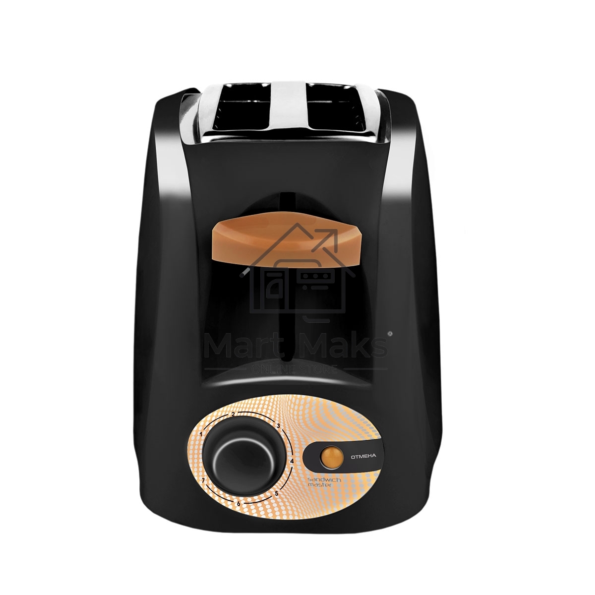 Тостер Centek CT-1420 черный 750 Вт, 7 уровней мощности, теплоизолированный корпус, функция отмены