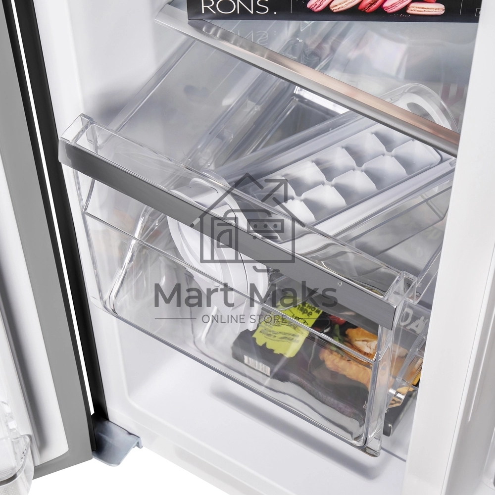 Холодильник MAUNFELD MFF177NFB Slim Inverter черный двухкамерный 352/198л морозилка слева, No Frost, Side by Side