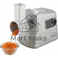 Мясорубка электрическая Gorenje MG2500DS серый, 2500 Вт, 2.8 кг/мин, реверс, защита от перегрузки, металлический лоток, насадки - 8