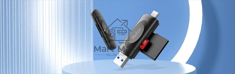 Кард-ридер Netac WK14/черный/Micro SD/Micro SDHC/Micro SDXC/SD/SDHC/SDXC/USB Type-A/USB Type-C/пластик