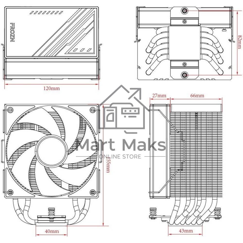 Устройство охлаждения(кулер) ID-Cooling Frozn A610 ARGB белый 120мм алюминий+медь 2000rpm 30db 4-pin 250W 155мм