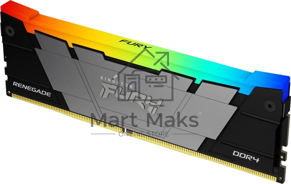 Оперативная память Kingston Fury Renegade, DDR4, 32GB (4x8GB), 3200MHz, CL16, DIMM, с радиаторами, RGB, серебристый/черный