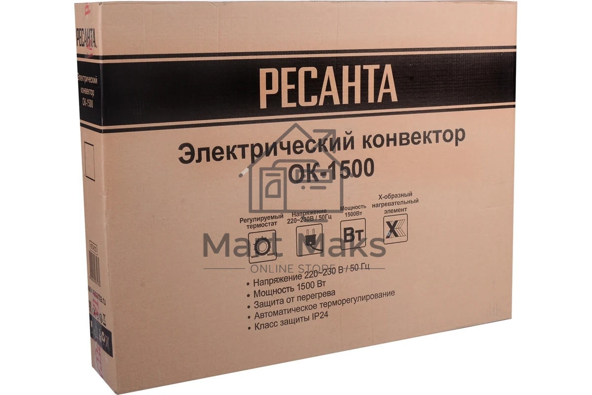 Конвектор Ресанта ОК-1500 белый, 1500 Вт, 20 м2, термостат