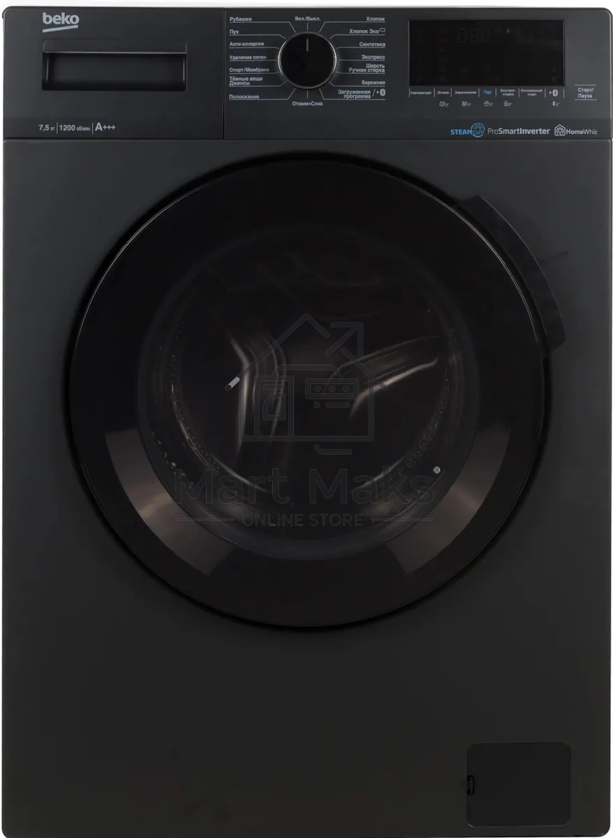 Стиральная машина Beko WSPE7H616A темно-серый, загрузка фронтальная 7,5 кг, 1200 об/мин., класс: А