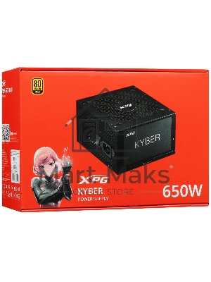 Блок питания ADATA XPG KYBER 650 RTL (KYBER650G-BKCEU), 650Вт, 80 PLUS Gold, 120мм, черный