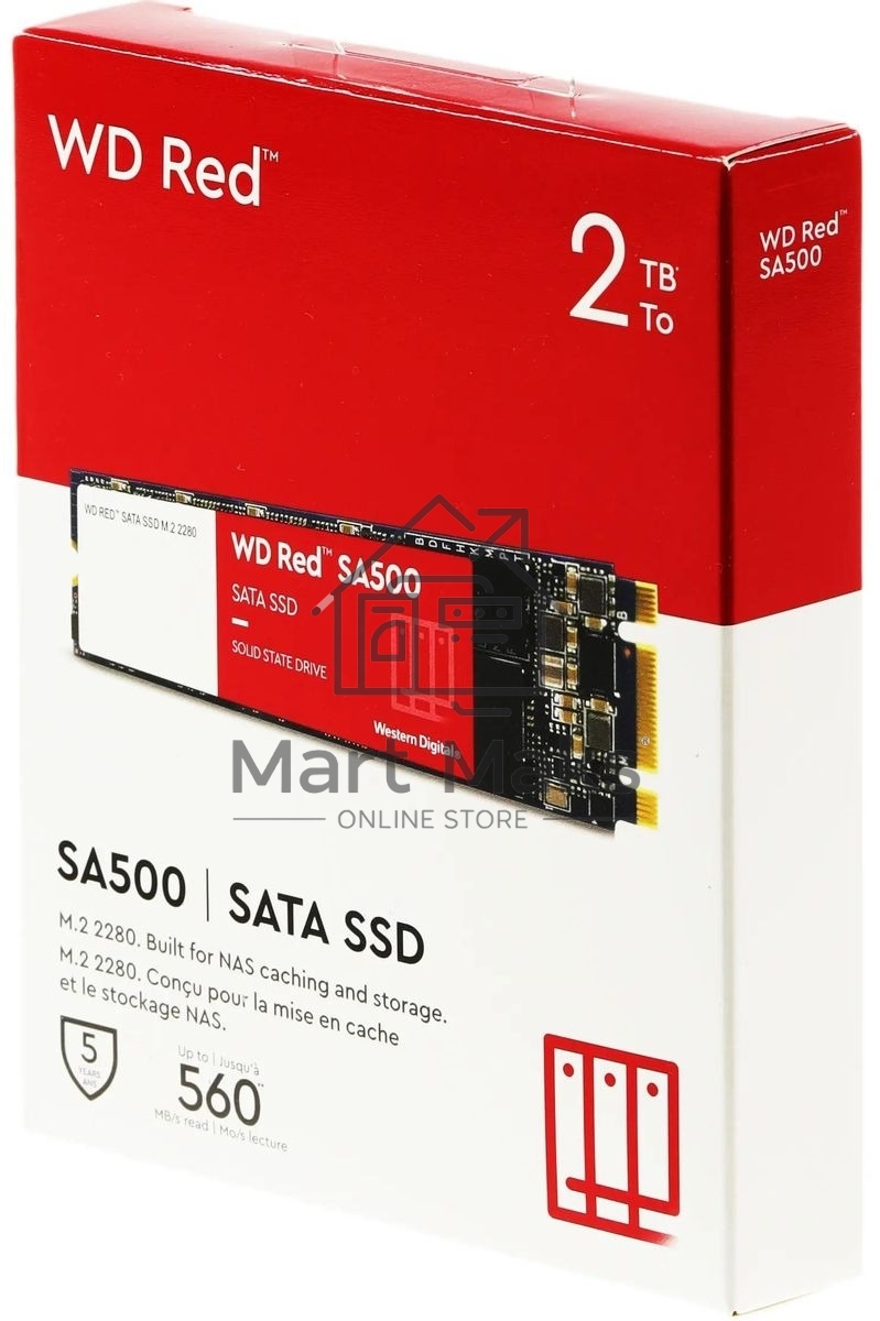 Накопитель SSD SSD WD 2Tb Red™ SA500 NAS 3D NAND M2.2280 SATA-3 (TLC) M.2(22x80mm), R/W 560/530MB/s