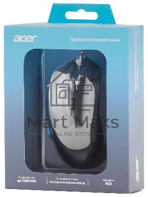 Мышь проводная Acer OMW123 черный, 6400 dpi, USB, кнопки - 8