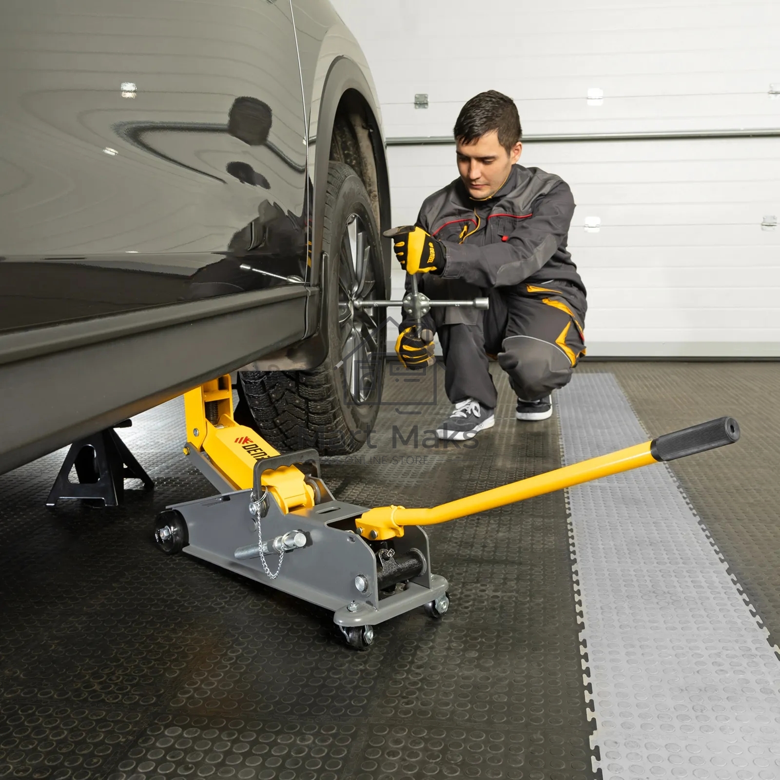 Домкрат гидравлический подкатной с фиксатором Denzel 3 т, 190-532 мм, SUV