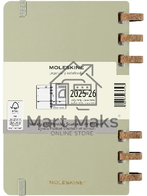 Еженедельник Moleskine ACADEMIC SPIRAL DHSPK5212AMWH3 Large 150х210мм 200стр. кремовые страницы спираль киви