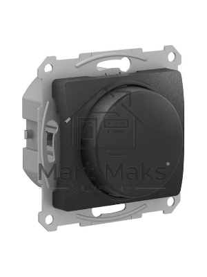 Светорегулятор (диммер) SE Glossa антрацит, повор-нажим, LED, RC, 400 Вт, мех.