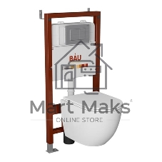 Комплект BAU 6 в 1: инсталляция BAU PRO, унитаз подвесной торнадо Bau Nimb Hurricane-3, сиденье дюропласт микролифт, клавиша BAU Stil антивандальная, нержавеющая сталь