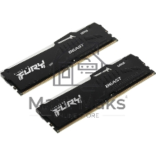 Оперативная память Kingston Fury Beast, DDR5, 32GB (2x16GB), 5200MHz, CL40, DIMM, с радиаторами, RGB, черный