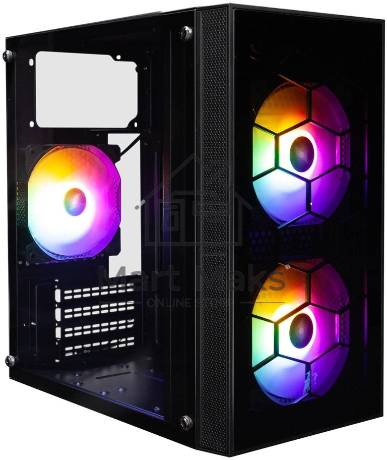 Компьютерный корпус 1STPLAYER FIREBASE X1 черный mATX 3x120мм LED fans X1-BK-3F1